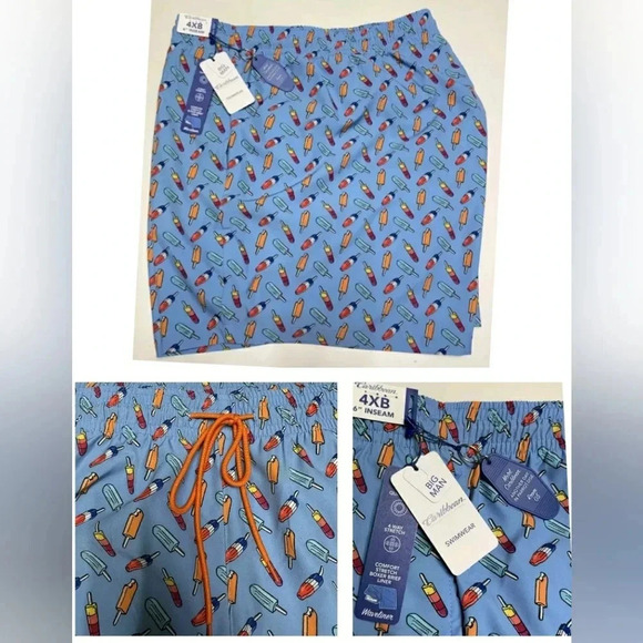 Novelty Popsicle Blue 4XB Big Men Swim Trunks Pool Cruise Beach - Picture 1 of 5